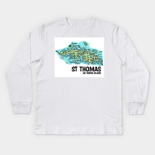 St Thomas Map Kids Long Sleeve T-Shirt